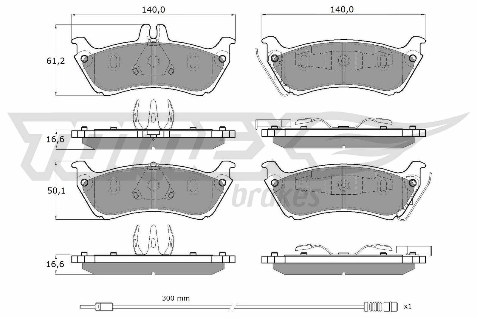 Sada brzdových destiček, kotoučová brzda TOMEX Brakes